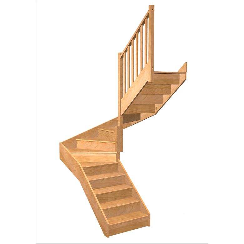 Escalier Faubourg 2/4 t. inter Hêtre S/Rampe  h.274 R.180 Droite Main Image