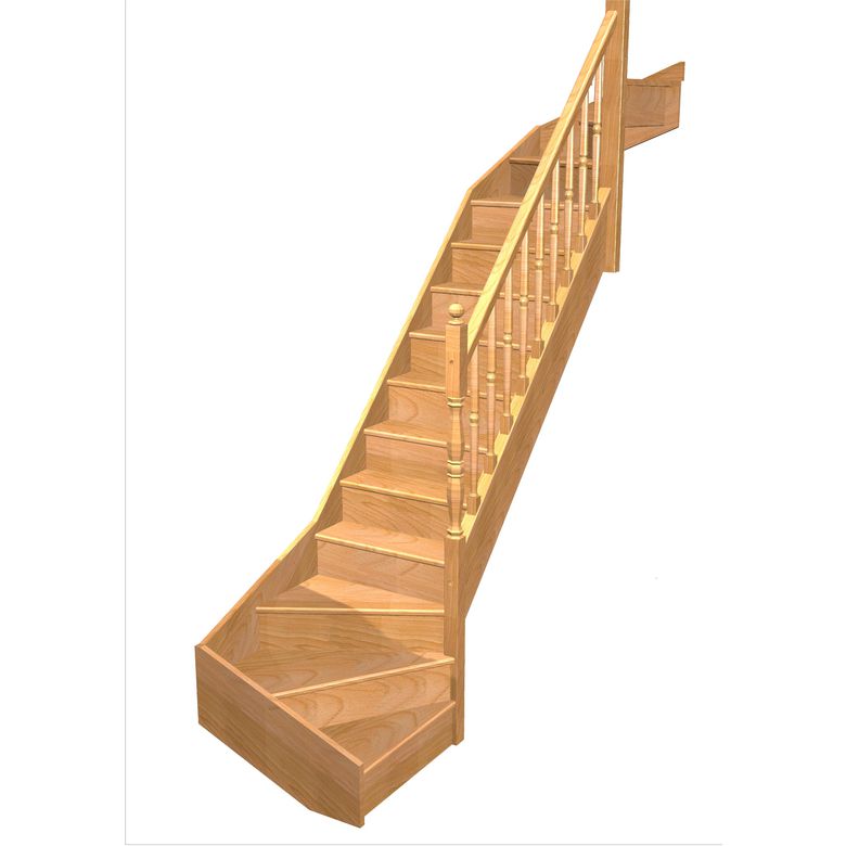 Escalier Faubourg Double quart tournant haut & bas rampe Antique