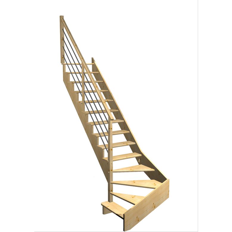 Escalier Ouessant 1/4 t. bas déb. Sapin Rég. TI  h.286 R.280 Gauche Main Image