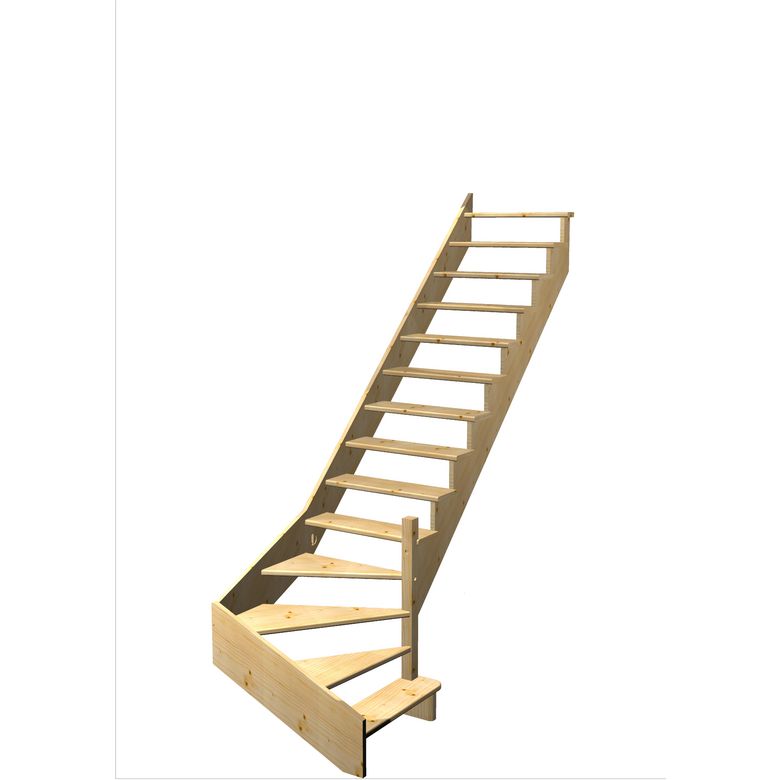 Escalier Ouessant quart tournant bas avec marche débordante sans rampe