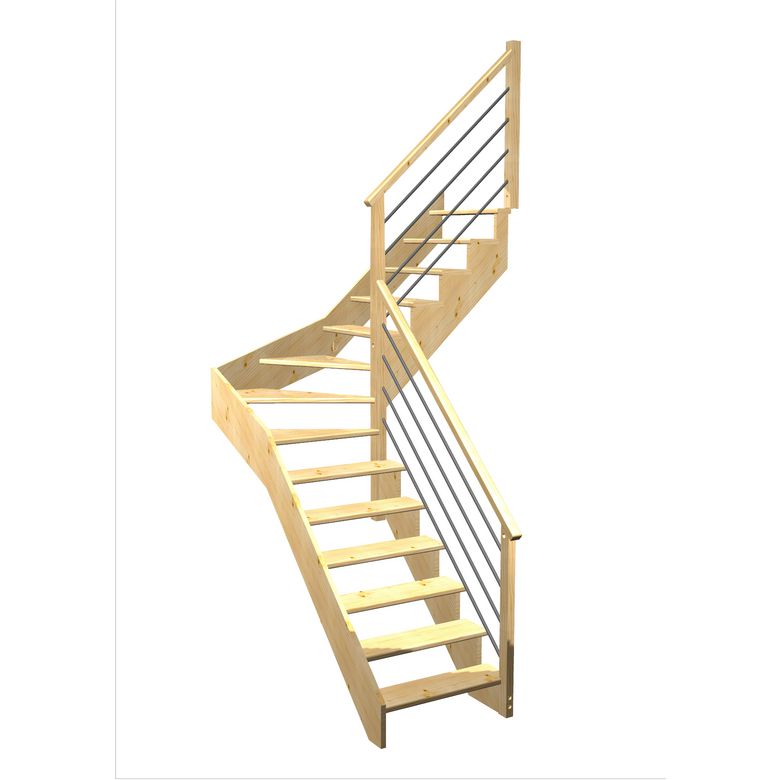 Escalier Ouessant 1/4 t. inter Sapin Rég. TI  h.274 R.176 Droite Main Image