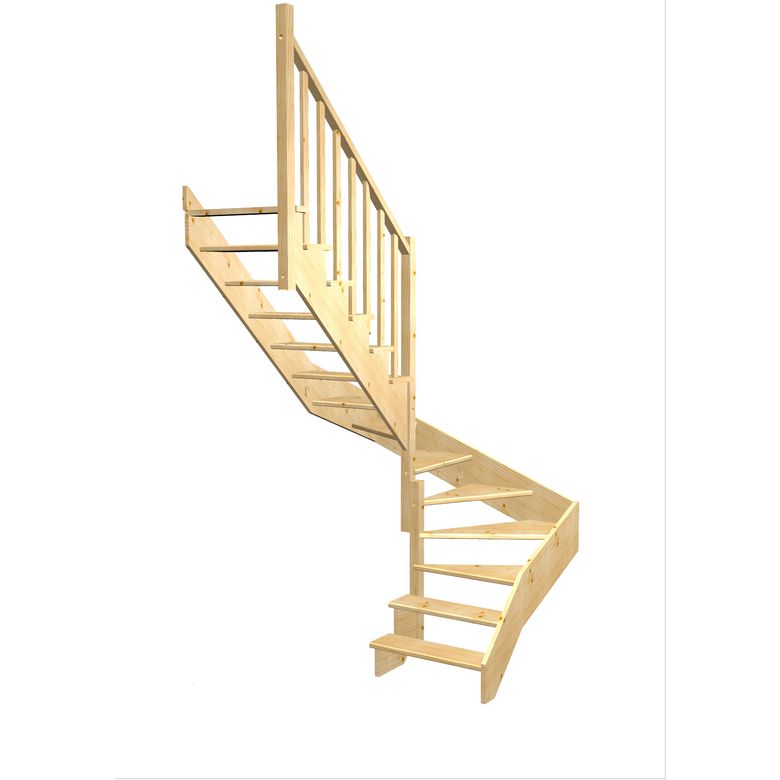 Escalier Ouessant 2/4 t. inter Sapin S/Rampe  h.286 R.199 Gauche Main Image