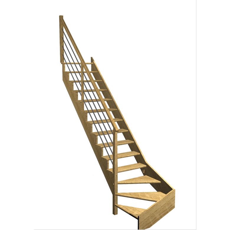 Escalier Ouessant quart tournant bas rampe Régate tubes inox