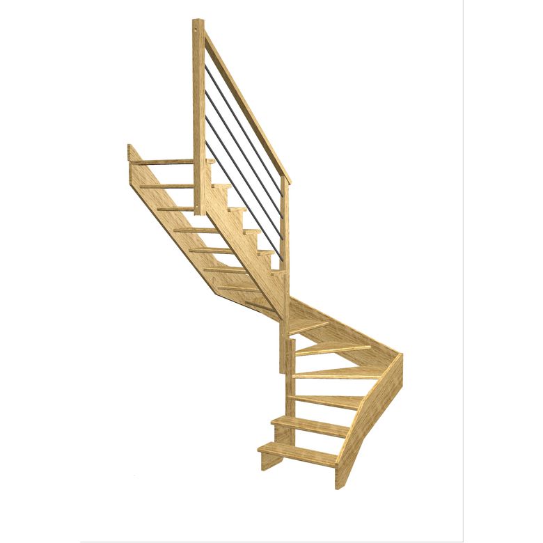 Escalier Ouessant double quart tournant intermédiaire rampe Régate tubes inox