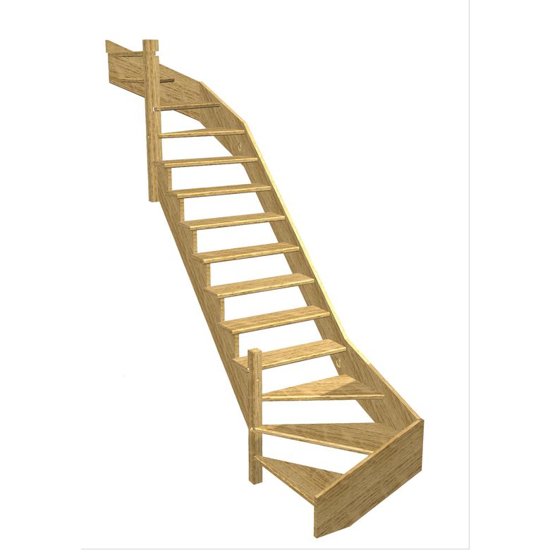Escalier Ouessant double quart tournant haut & bas sans rampe