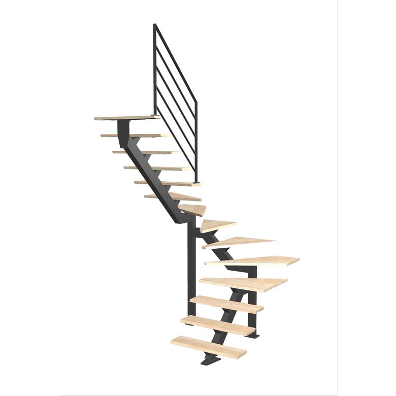 Escalier Elliot 2/4 t. inter Hêtre Fera  h.274 R.180 Gauche Main Image