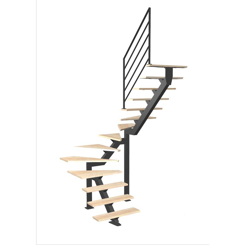 Escalier Elliot double quart tournant intermédiaire rampe Fera