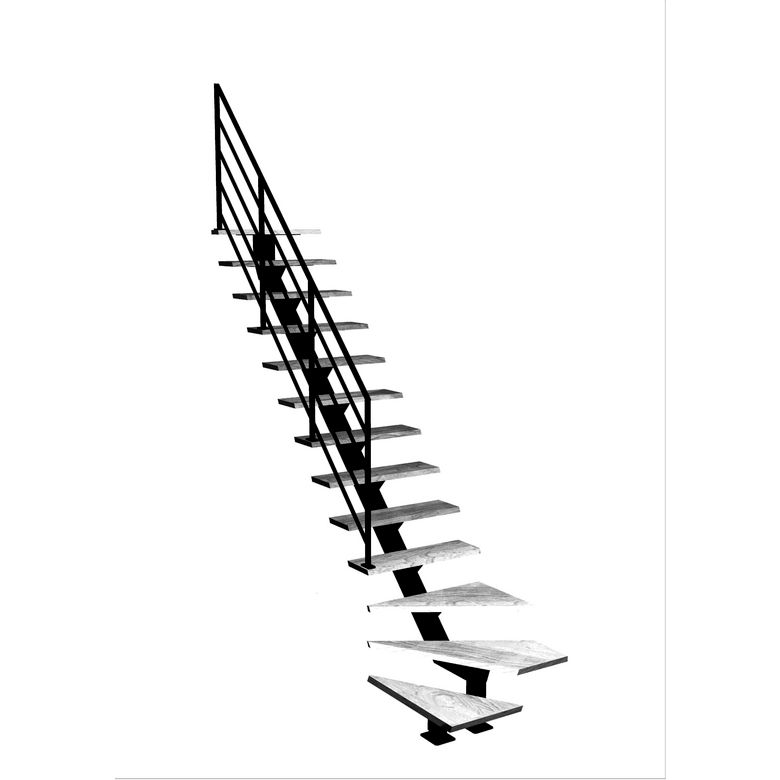 Escalier Elliot 1/4 t. bas Hêtre Fera Gris anth. h.274 R.280 Gauche Main Image