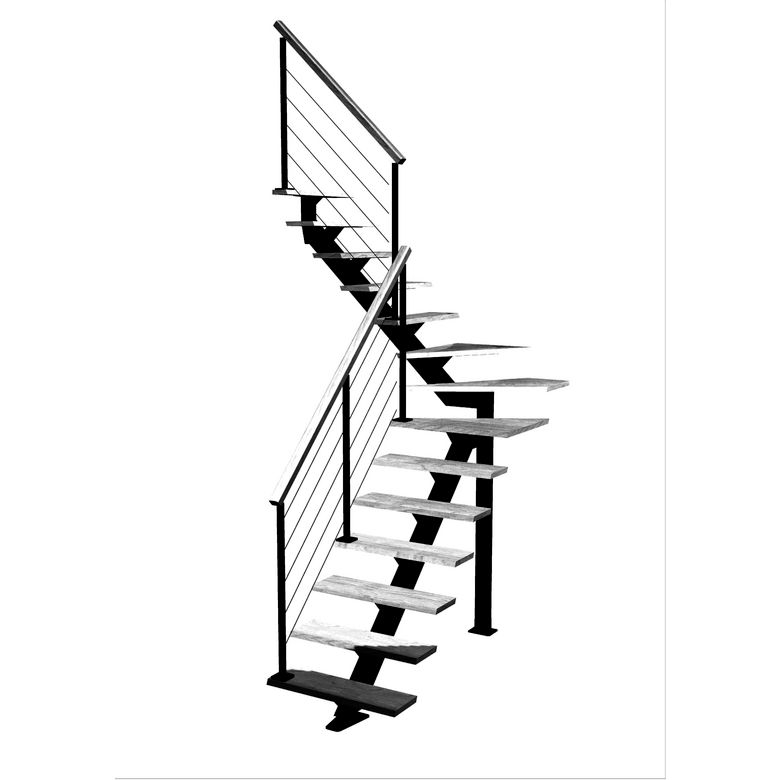 Escalier Elliot quart tournant intermédiaire rampe Cubik câbles