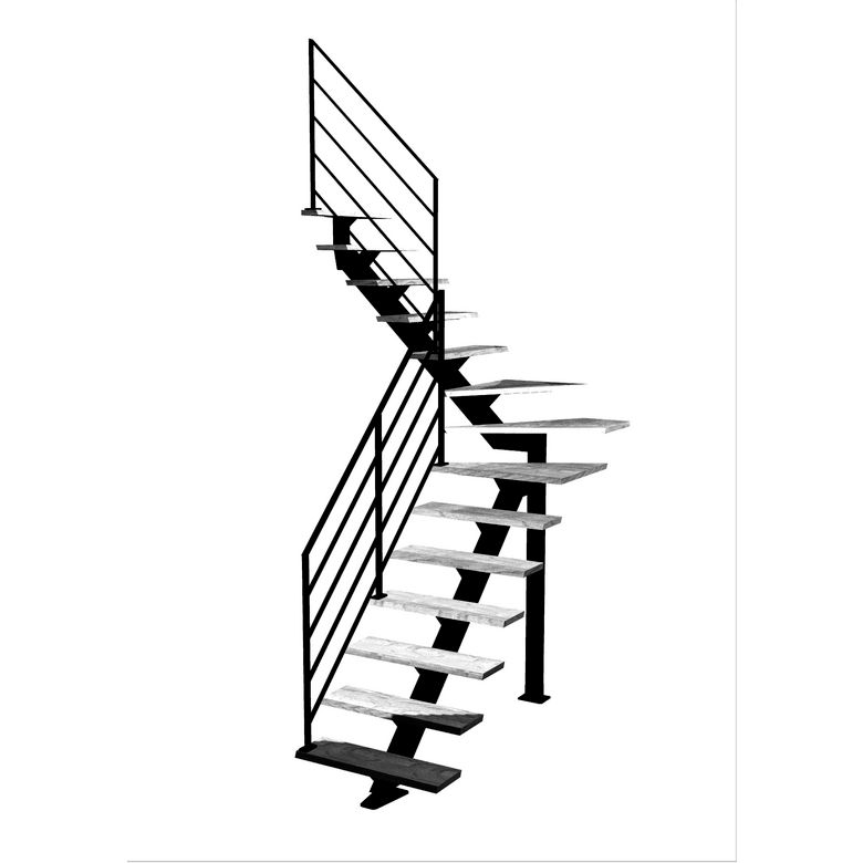 Escalier Elliot quart tournant intermédiaire rampe Fera