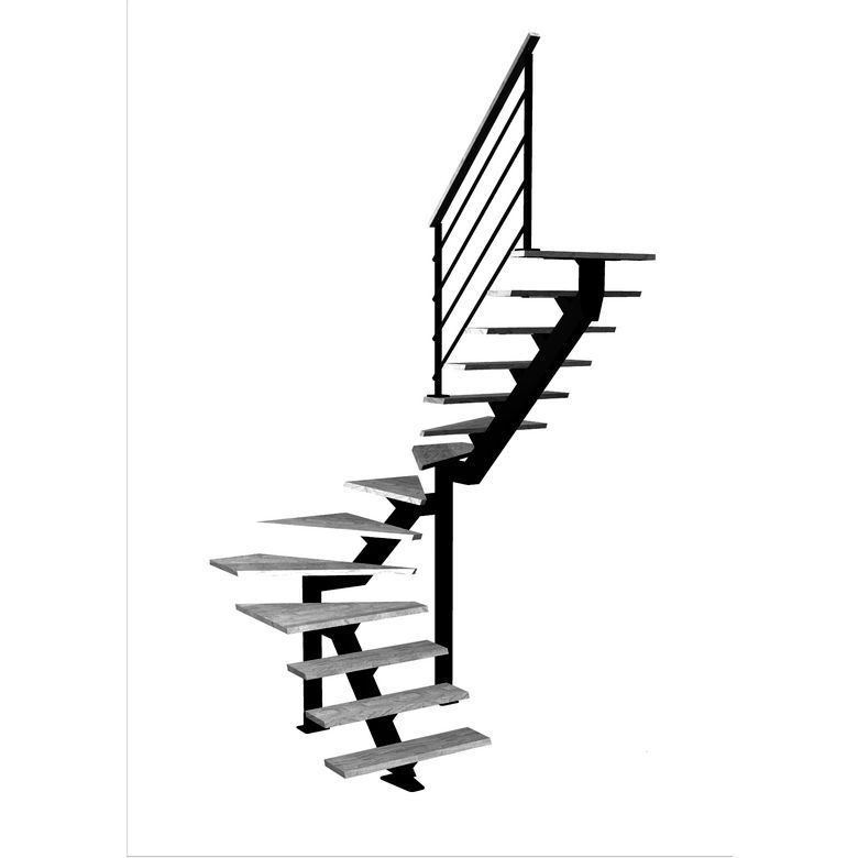 Escalier Elliot double quart tournant intermédiaire rampe Eva
