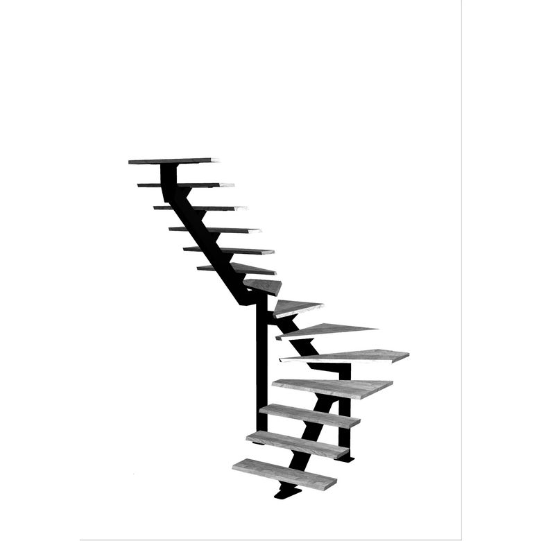 Escalier Elliot double quart tournant intermédiaire sans rampe