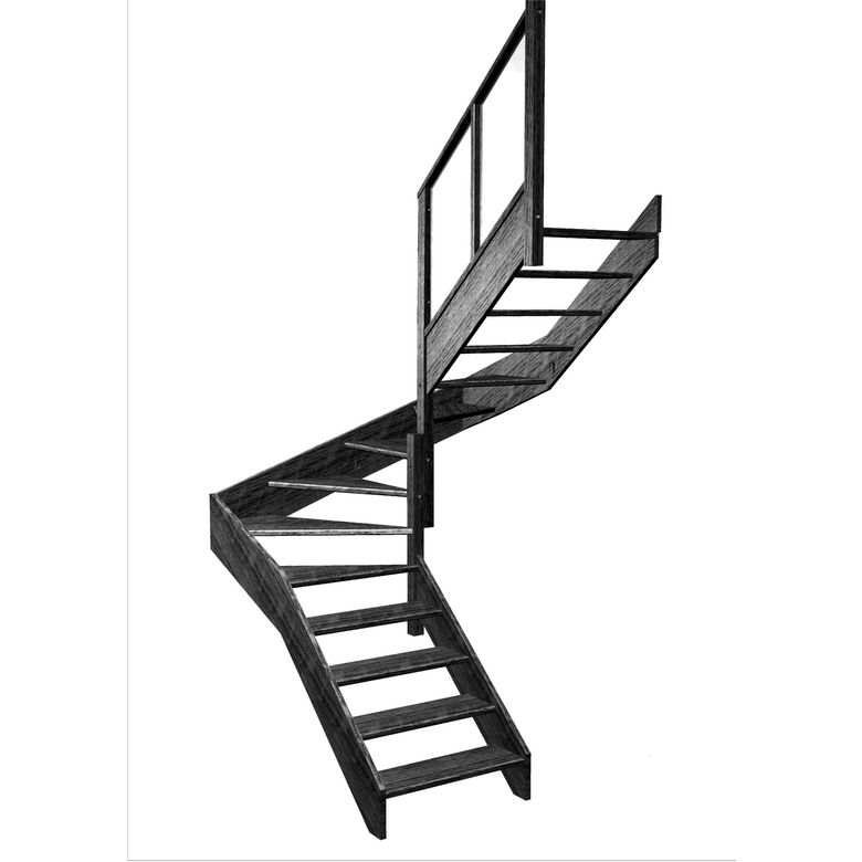 Escalier Aria double quart tournant intermédiaire rampe Emerence