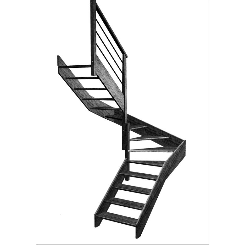 Escalier Aria double quart tournant intermédiaire rampe Régate tubes acier