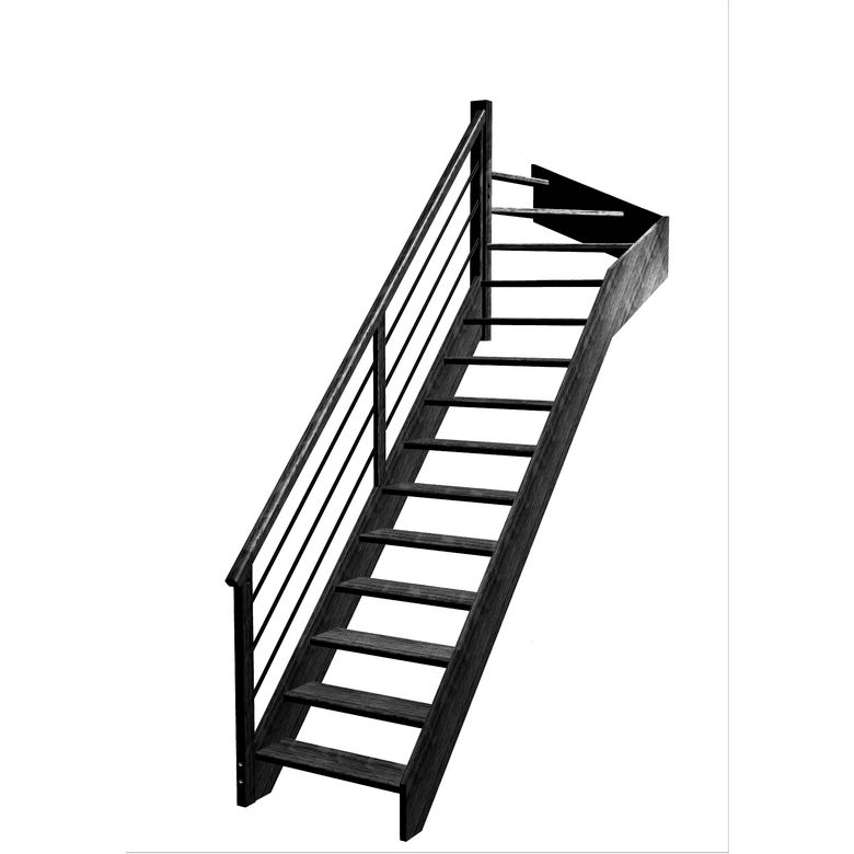 Escalier Aria quart tournant haut rampe Régate tubes acier