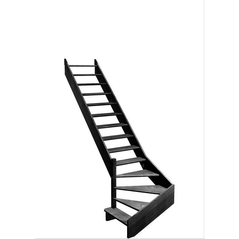 Escalier Aria quart tournant bas marche débordante sans rampe