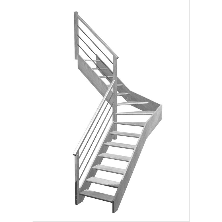Escalier Aria quart tournant intermédiaire rampe Régate tubes acier