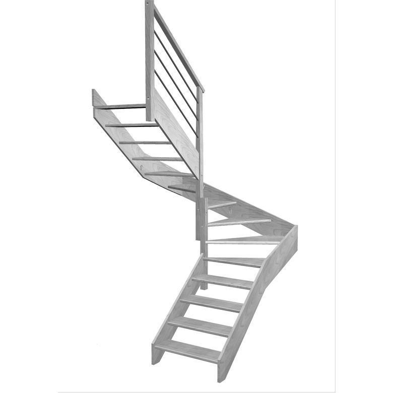 Escalier Aria double quart tournant intermédiaire rampe Régate tubes acier