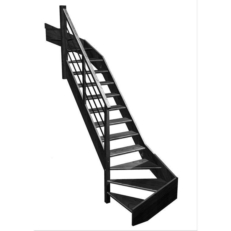 Escalier Aria double quart tournant haut & bas rampe Régate tubes acier