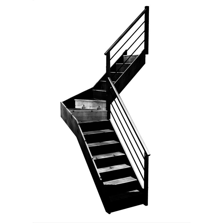 Escalier Faubourg quart tournant intermédiaire rampe Régate tubes acier