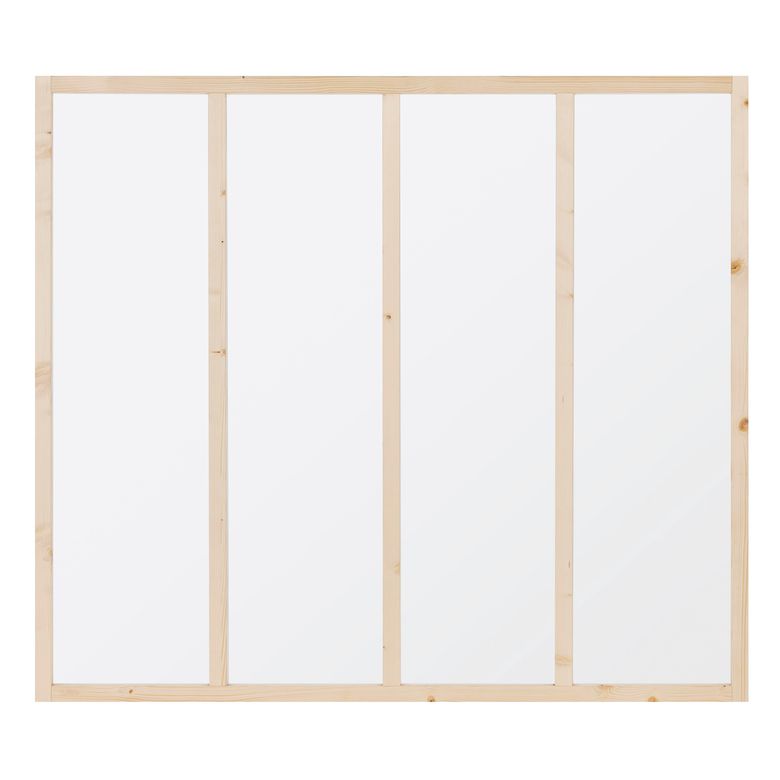 Verrière bois brut 4 vitrages H.108 X123 CM vitrage dépoli Main Image