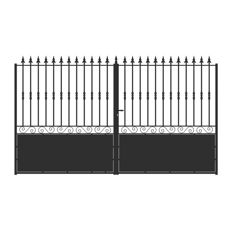 Portail battant SANTEUIL ½ ajouré acier anti-co noir-Lapeyre