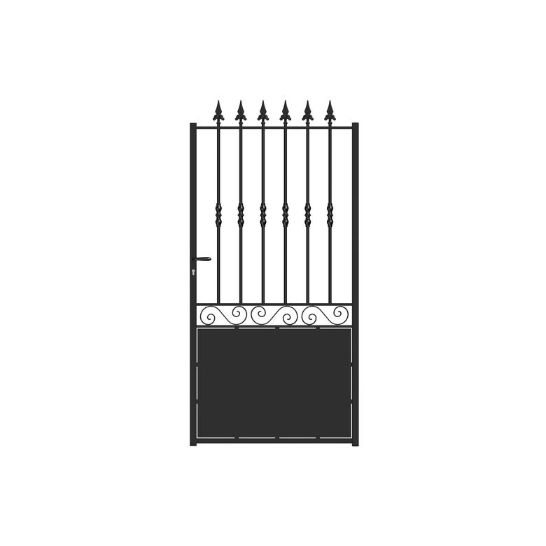 Portillon SANTEUIL  ½ ajouré acier anti-co noir RAL 9005 H.204 x l.100 D Main Image