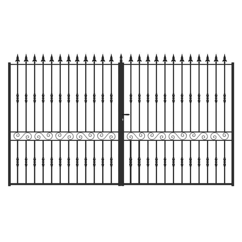 Portail battant SANTEUIL ajouré acier anti-co noir RAL 9005 H.205 x l.350 D Main Image