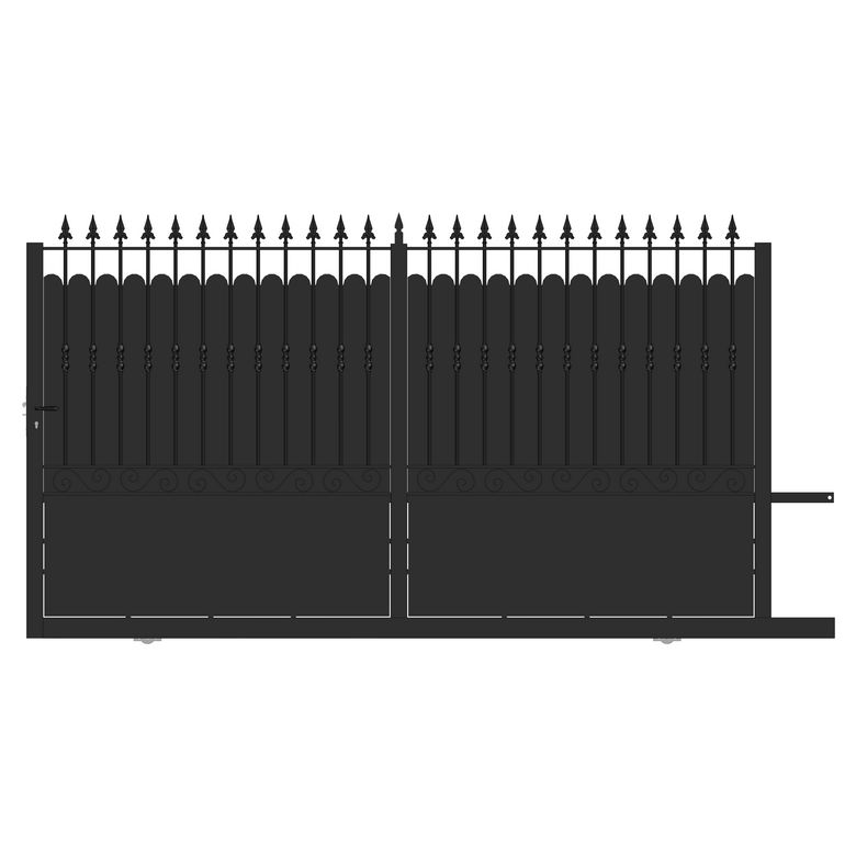 Portail coulis SANTEUIL  plein acier anti-co noir RAL 9005 H.206 x l.350 D Main Image