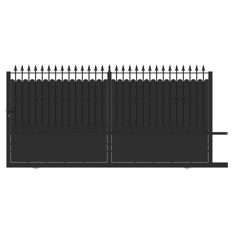 Portail coulis SANTEUIL plein acier anti-co noir RAL 9005 H.206 x l.400 D Main Image