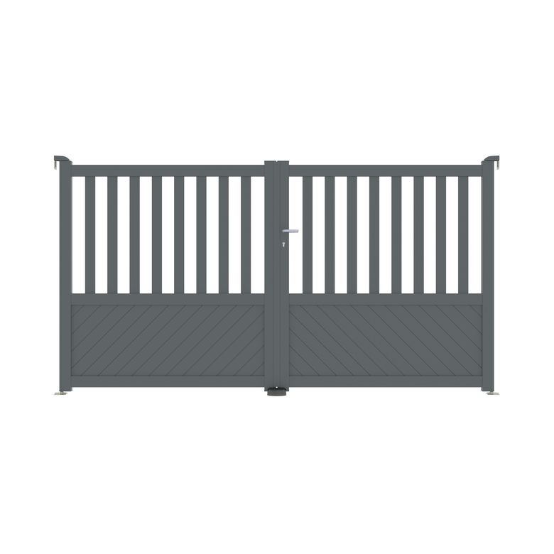 Portail battant ETNA alu gris anthracite RAL 7016 structuré H.160 x l.300 D Main Image