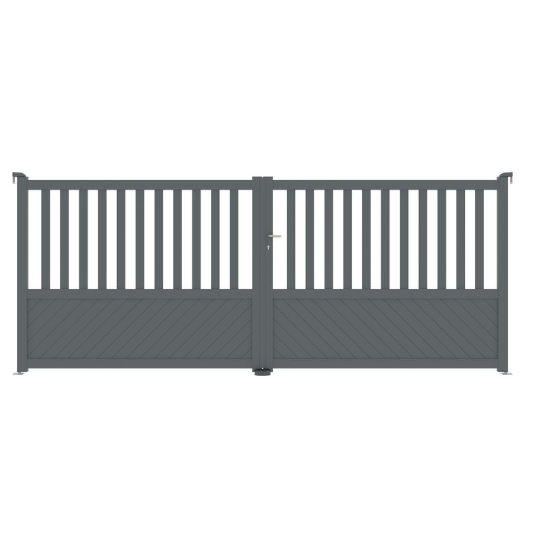 Portail battant ETNA alu gris anthracite RAL 7016 structuré H.160 x l.400 D Main Image