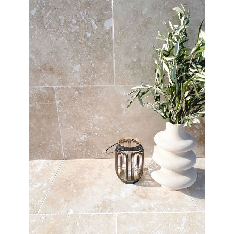 Carrelage pierre de Travertin beige aspect naturel 40X60 cm