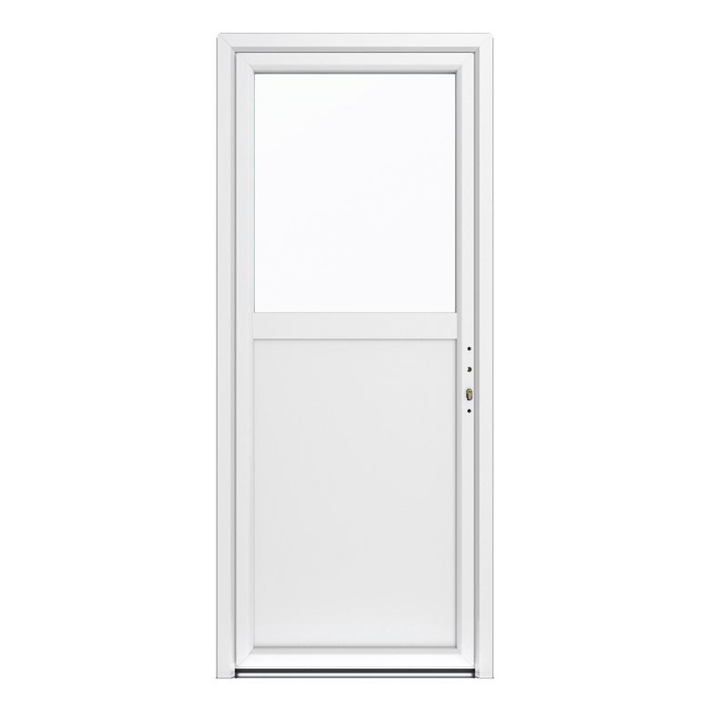 Porte de service PVC BREHAT 2 Blanc-Vitr.translucide+40x55+3 clés-H.200 x l.80 G Main Image