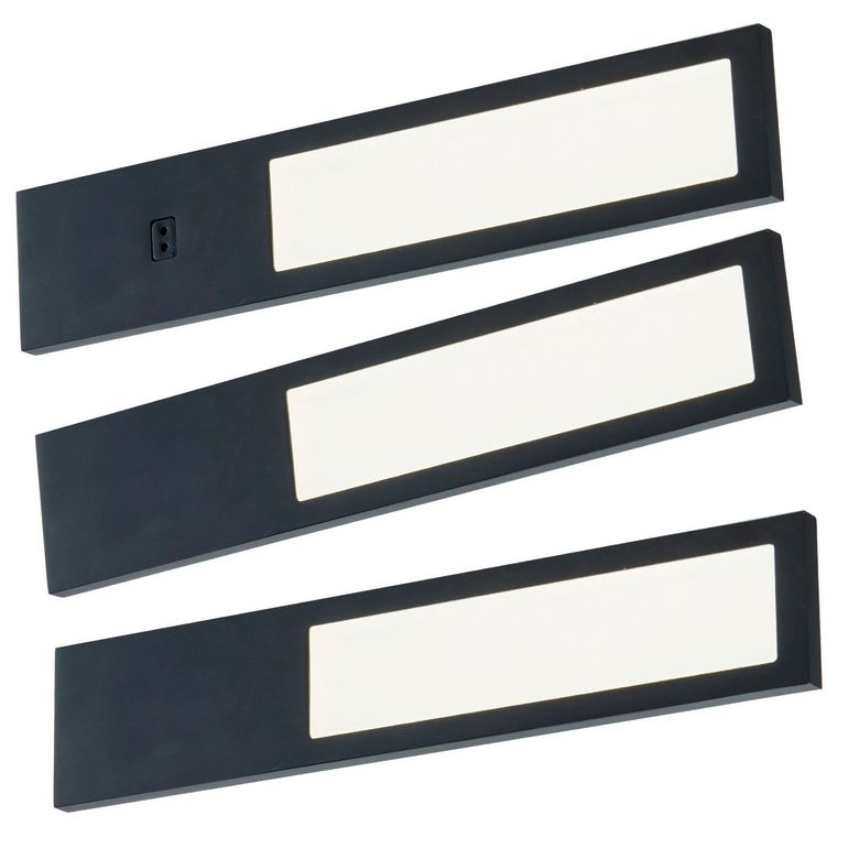 kit 3 profils led 3.8w extra plat + interrupteur + transformateur noir mat l.20 Main Image