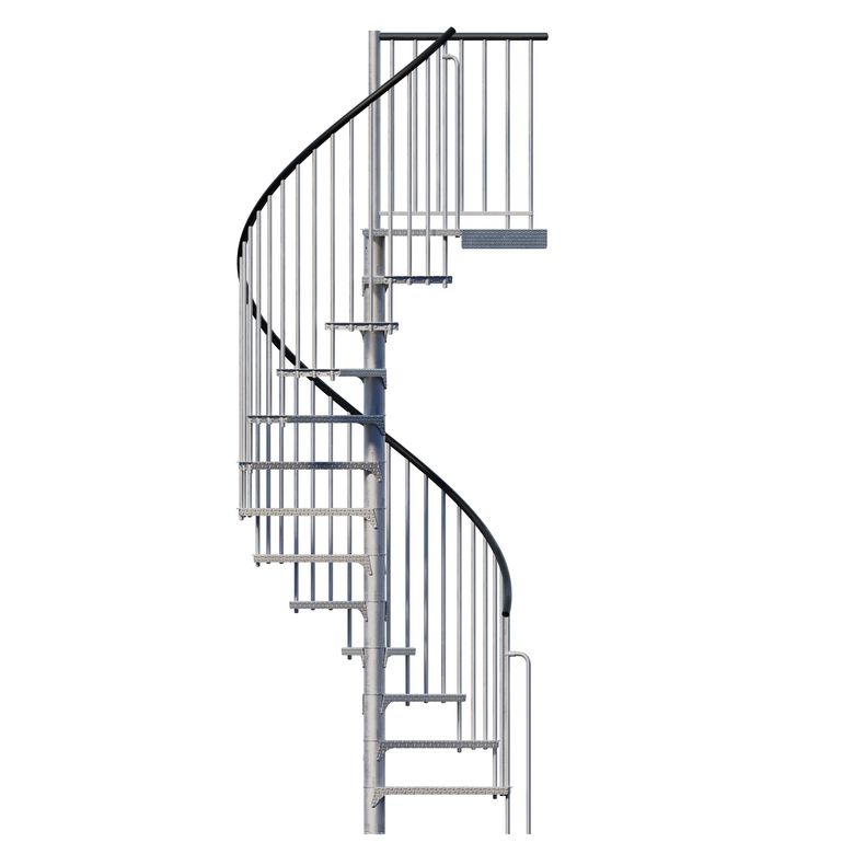 Escalier Spiral ext ETHAN en acier galvanisé, 13 marches, a/ rampe palière D.120 Main Image