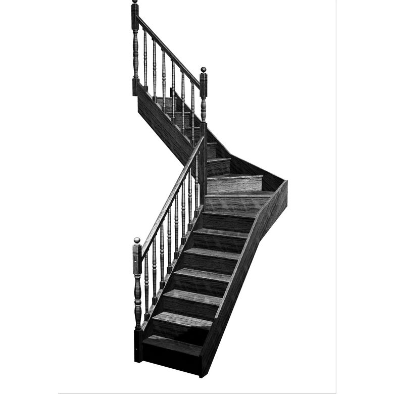 Escalier Faubourg quart tournant intermédiaire rampe Antique