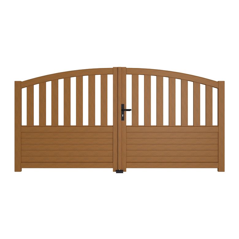 Portail battant bois LANDES 2 avec accessoires réglables H.130/150 x l.300 Main Image