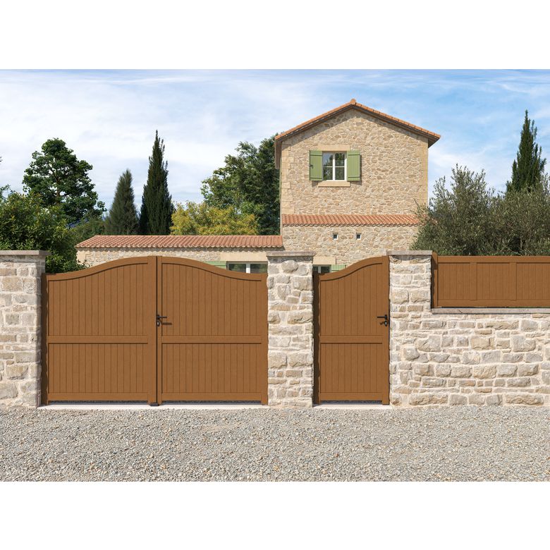 Portail battant bois ROQUEBRUNE avec accessoires réglables -Lapeyre