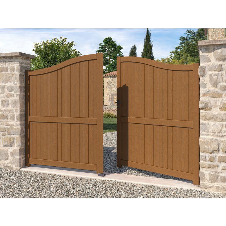 Portail battant bois ROQUEBRUNE avec accessoires réglables -Lapeyre
