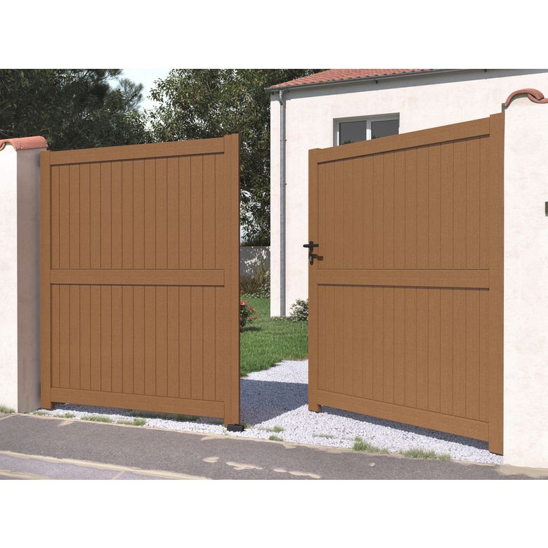 Portail battant bois FONTANGES avec accessoires réglables -Lapeyre