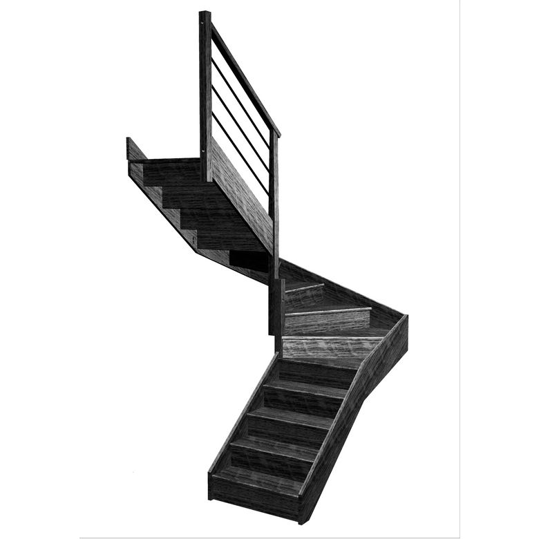 Escalier Faubourg double quart tournant intermédiaire rampe Régate tubes acier