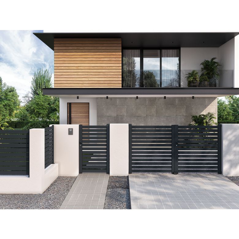 Portail battant VALENE aluminium gris -Lapeyre