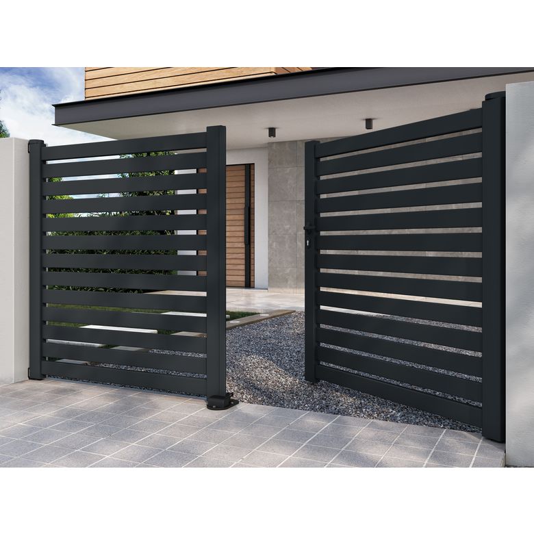 Portail battant VALENE aluminium gris -Lapeyre
