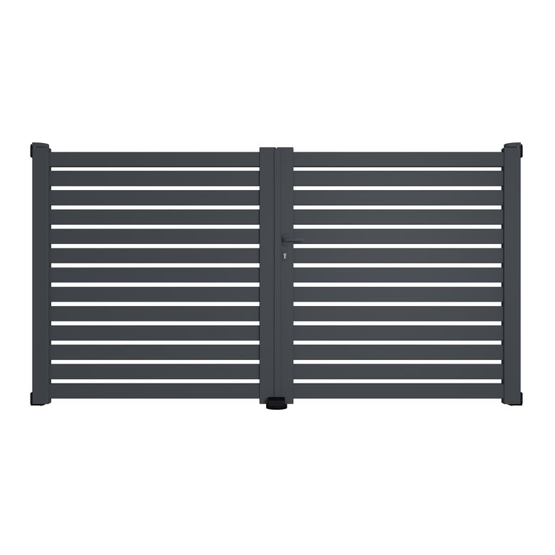 Portail battant VALENE alu gris anthracite RAL 7016 structuré H.158 x l.300 D Main Image