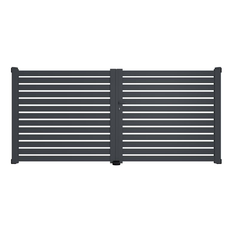 Portail battant VALENE aluminium gris -Lapeyre
