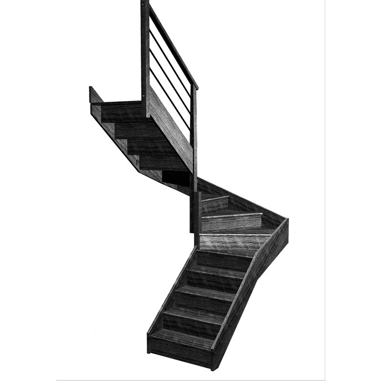 Escalier Faubourg double quart tournant intermédiaire rampe Régate tubes acier