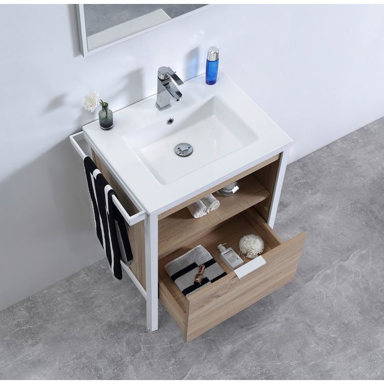 Plan vasque simple 60 cm céramique METAL 2 -Lapeyre