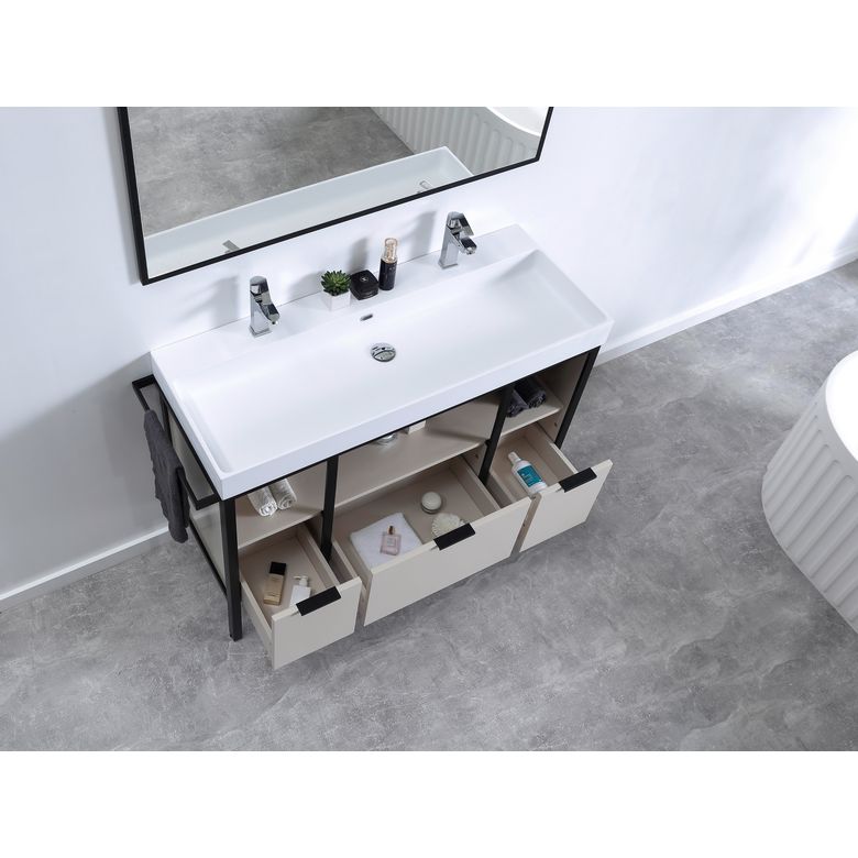Plan grande vasque 120 cm résine METAL 2 | Lapeyre