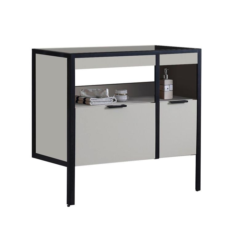Meuble sous-vasque 90 cm 2 tiroirs avec poignées METAL2